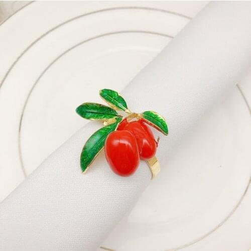2pcs/lot Hot Sale Creative Napkin Ring Metal Fruit Napkin Buckle Napkin Holder Christmas Wedding Party Desktop Decoration