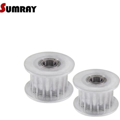 SUMRAY Idler Pulley 5M 12T With Teeth Passive Pulley Bore 3/4/5/6mm Width 16/21mm Tension Belt Idler Pulley With Bearing 2PCS