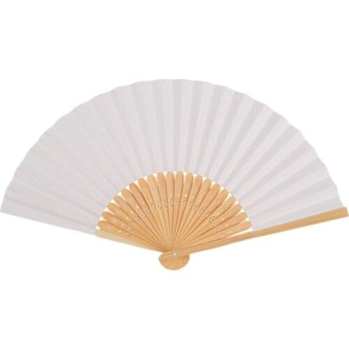 30 PCS folding Paper hand fan custom halloween ladies baby shower wedding favors gift birthday party decoration(white) Retail