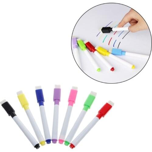 5Pcs/Set Brand New Magnetic Whiteboard Pen Erasable Dry White Board Markers Magnet Built In Eraser Office School Supplies