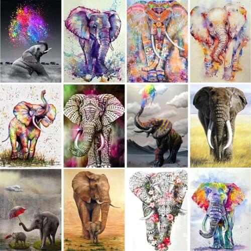 5D DIY Diamond Painting Animal Watercolor Elephant Rhinestone Picture Full Square/Round Diamond Embroidery Art Decoration Gift