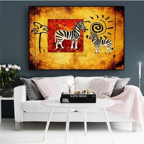 Africa Zebra Canvas Art Painting Vintage Abstract Landscape Posters and Prints Scandinavian Art Wall Picture for Living Room