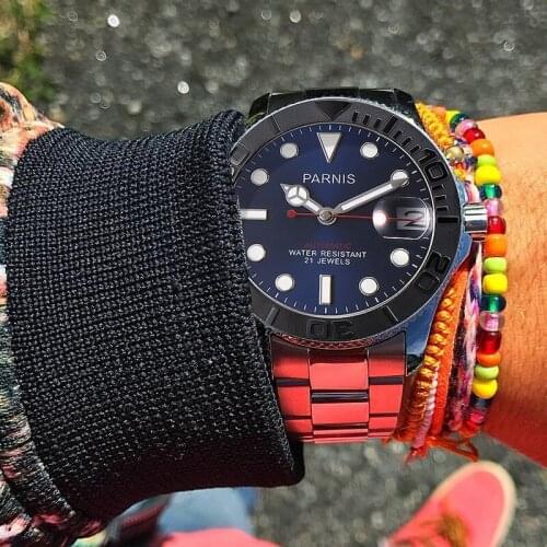 Parnis Automatic Watch Diver Miyota 8215 Mechanical Mens Watches Sapphire mekanik erkek kol saati reloj automatico Men 2020 box