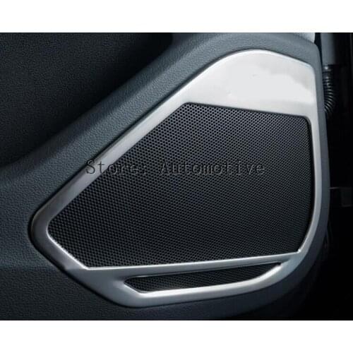 Car Styling Matte Interior Door Sound Speaker Audio Ring Cover Trim Strips Decoration 4Pcs For Audi A4 Sedan B9/9L 2016 2017