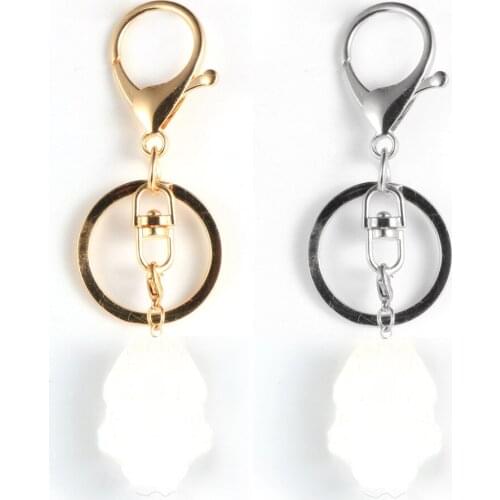 Natural White Crystal Alloy Lobster Clasp Keyring Irregular Gem Stone Quartz Key Ring Lucky Healing Reiki Keychain Jewelry