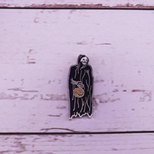 Mr. Death with pumpkin lantern brooch Pin Hollywood horror jewelry