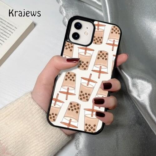 Krajews Boba milk tea coque Phone Case for iPhone 12 mini 5 6S 7 8 PLUS X XS XR 11 PRO MAX SE 2020 Back Cover Funda Shell