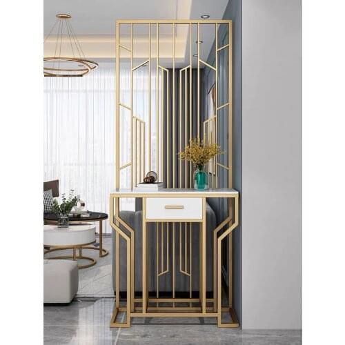 Stainless Steel Screen With Marble Storage Cabinet Light Luxury Living Room Bedroom Decoration Partition Marble Porch Cabinet