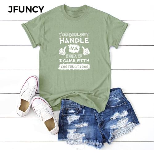 JFUNCY 2020 100% Cotton Women T-Shirt Creative Letter Printed Tees Tops Plus Size Short Sleeve Summer Casual Tshirt Woman Shirts