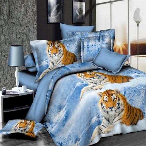 Snow tiger 3d bedding set queen twin size duvet cover bed sheet pillow cases bed linen set