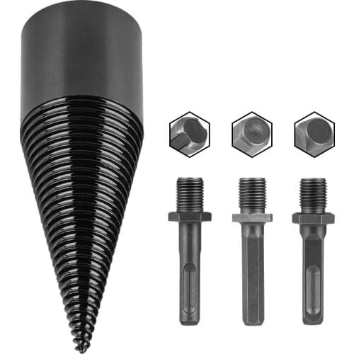 32mm/42mm Firewood Splitter Drill Bit HSS Round/Square/Hex Shank Wood Splitting Cone Drill Bit Woodworking Tools