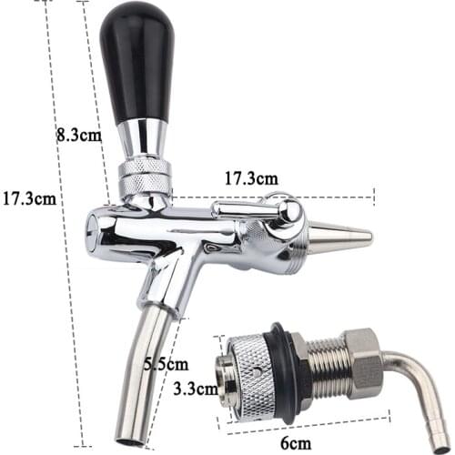 Homebrew Beer Tap Faucet Adjustable G5/8 Kegerator Draft Shank With Flow Controller Chrome Plating Beer Wine Making Tool
