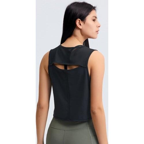 Sexy Crop Top Fitness Yoga Shirt Tops Women Haut Femme Mesh Top Tank Top Vest Hollow Back Quick-drying Breathable Gym Clothing