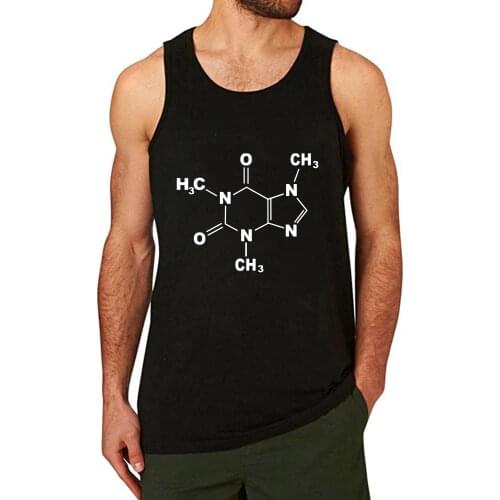 Lyprerazy Mens Caffeine Molecule Workout Gym Funny Printed Tank Top