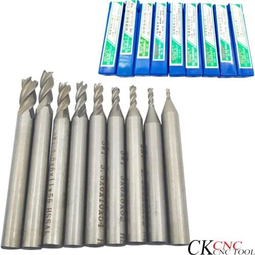 4 flute HSS tool straight shank aluminum tool set 1.5 / 2 / 2.5 / 3 / 3.5 / 4 / 4.5 / 5 / 6 mm
