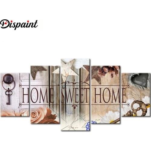 Dispaint 5pcs Full Square/Round Drill 5D DIY Diamond Painting "home sweet home" Multi-picture Combination Embroidery 5D Gift