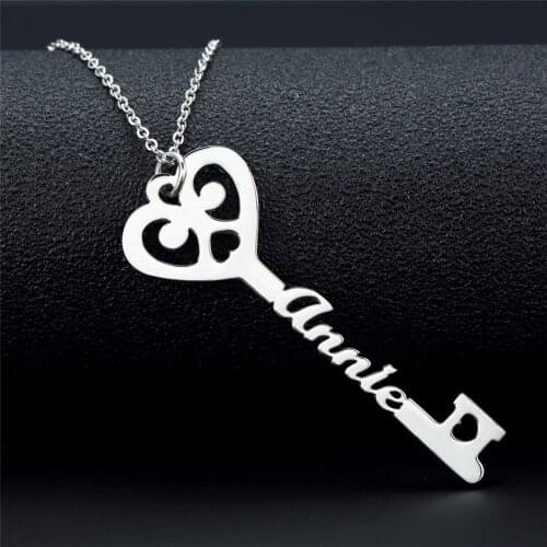 New to Key Name Necklace Personalized Custom Woman Necklace Stainless Steel Gold Ornament Christmas Gift Collier