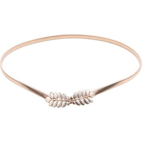 Flower Leaves Metal Buckle Belt for Women Ladies Elastic Waist Chain Belts Female Gold Thin Belts Ceinture Femme Pasek Damski