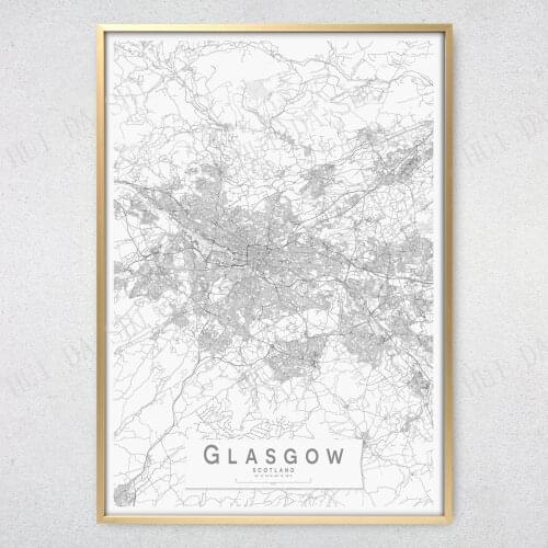 GLASGOW Map Print | Black & White Scotland City Map Print | Mono Wall Art Poster | Minimalistic Wall decor