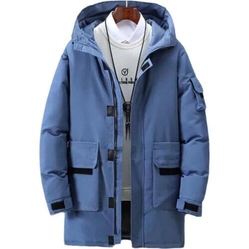 Down Padded Jacket Mens Mid-length Section 2021 New Big Pocket Trend Thickened Thick Parka Coat Warm and Handsome Winter Jacket