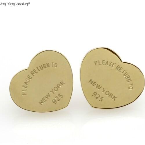 JINGYANG hot Earrings In gold-colored high quality In Steel Inox Hart Earrings For Women In Gold Pink-Hearted Earrings