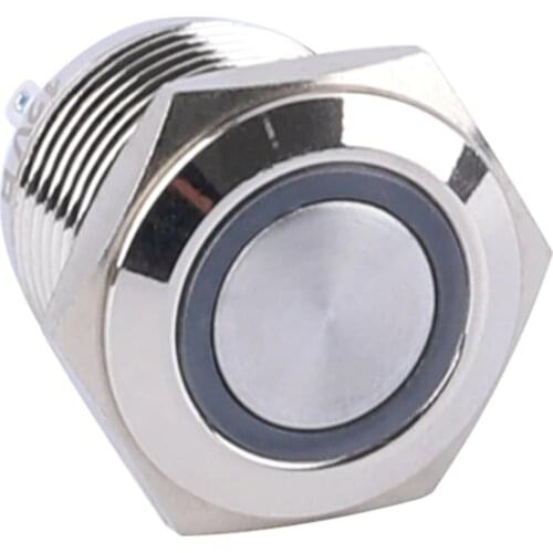 3V 5V 12V 24V Blue LED 1NO Momentary 16mm Copper Nickel Plating Push button Switch