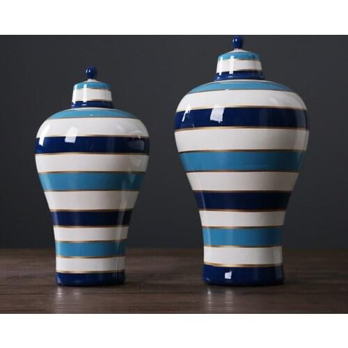 Modern Decoration Storage Jar American Home Decor Living Room Ceramic Flower Vase Decoration Candy Jar Handicraft Decoration