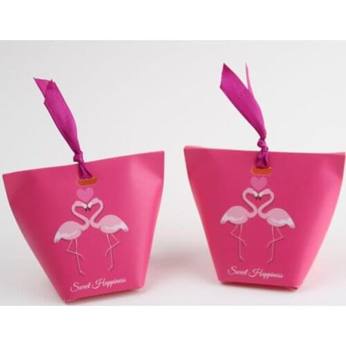 Wedding Kraft Paper Bags Flamingo Event Party Gifts Bags Packaging Candy Favors Boxes Hen Night Table Decorations Rose Green
