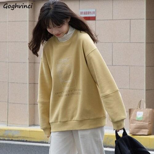 Thicker No Hat Hoodies Women Lovely Girls Printed Soft Hipster Loose High Quality Students Warm Females Sweatshirts New-arrival