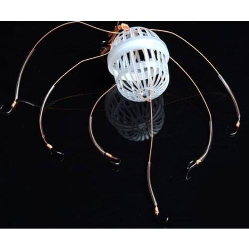 Carbon Steel + Plastics Carp Fishing Hook Sea Monster with Six Strong Spherical Fishing Hooks Tackle Tool