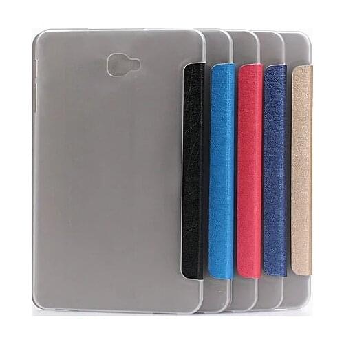 Ultra Slim 3-Fold Transparent Clear Cover Stand PU Leather Protective Case For Samsung Galaxy Tab A 10.1 T585 T580 SM-T580 T580N