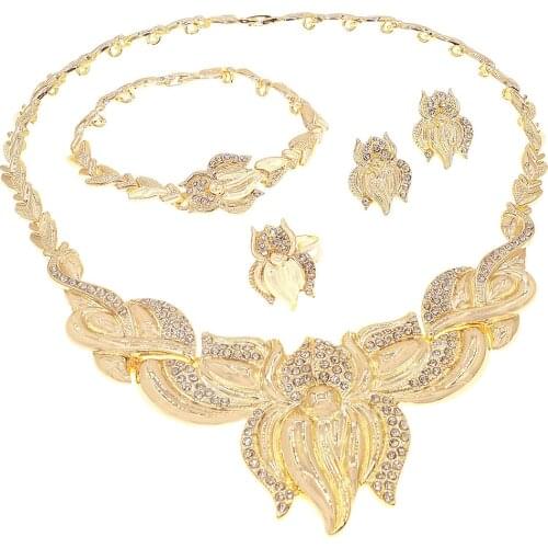 High Quality Design I Love You Xoxo Flower Hug Kiss Jewelry Set Ladies African Fashion Gold Plated Necklace Jewelry Set