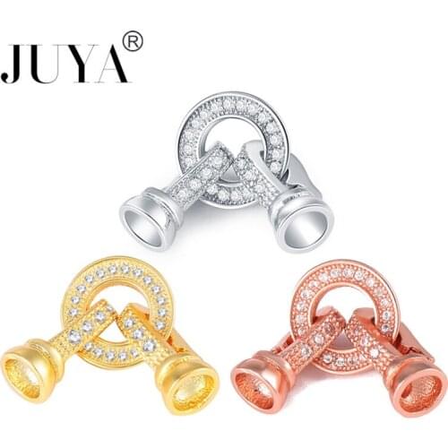 JUYA 5 Pcs\lot DIY Fastener Clasps For Jewelry Making Cubic Zirconia Spiral Clasp Hooks Connectors Handmade Jewelry Accessories