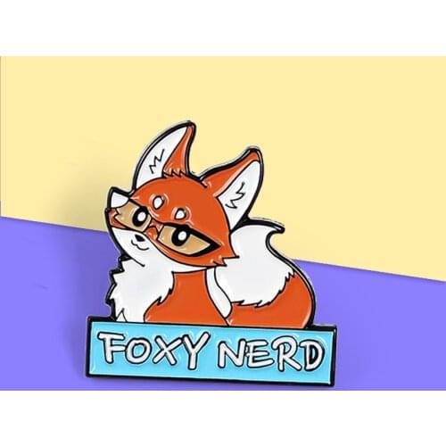 Animal Pin Cute Smart Red Fox Brooches FOXY ENRD Badges Brooch Enamel Pins Button Icon Denim Lapel pin jewelry for kids friends