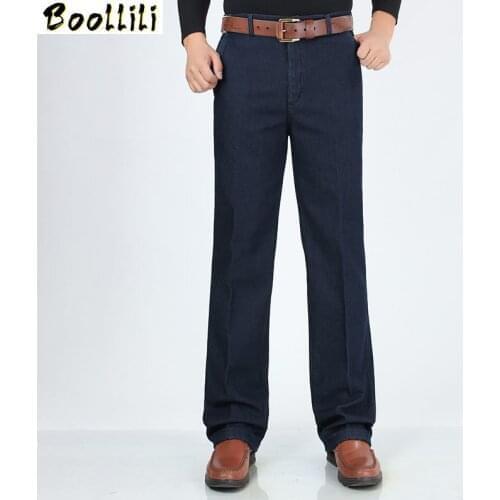 Winter Mens Thick Warm Jeans Classic Fleece Male Denim Pants Cotton Blue Black Quality Long Trousers for Men Brand Jeans Size 42