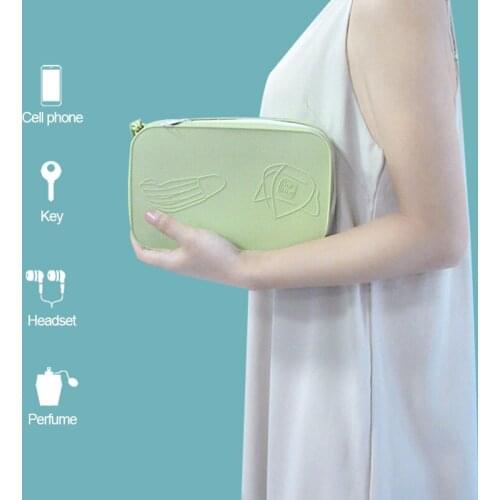 1PC Silicone Flat Face Reusable Mask Storage Box Zipper Waterproof Multifunctional Toiletry Bag Simple Portable Storage Bag