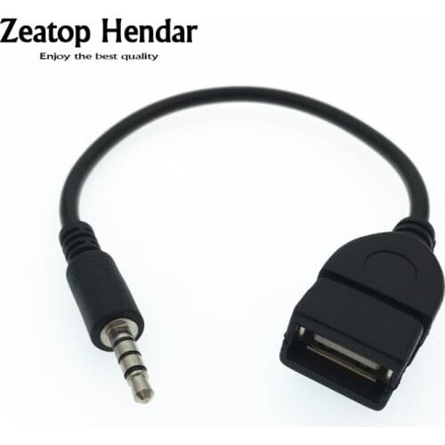 1Pcs 3.5mm Male Audio AUX Jack to USB 2.0 Type A Female OTG Converter Adapter Cable