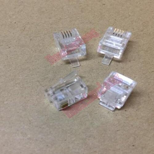 100pcs/Lot RJ11 6P4C Modular Plug Network Cable Connector Clear 4P