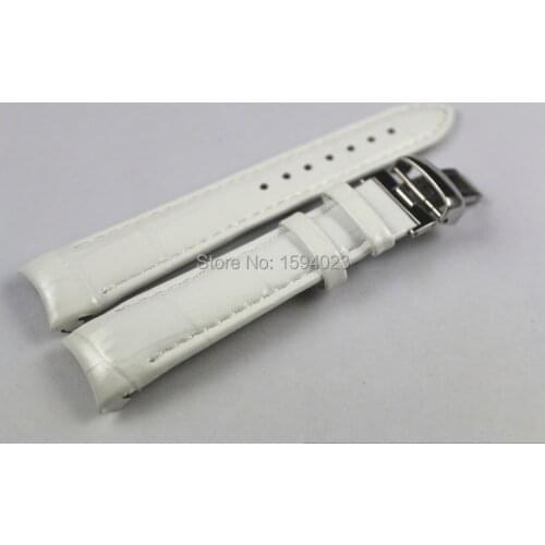 18mm (Buckle16mm) T035210A T035207 High Quality Silver Butterfly Buckle + white Genuine Leather Watch Bands Strap For T035