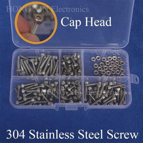 180pcs Socket Screws New Hex M3 Stainless Steel Head Cap Screw Nut Set With Box M3*6/8/12/16/20mm Hardware Wholesale