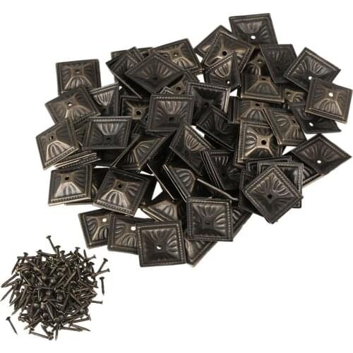 21x21mm Square Nailhead Bronze Iron Antique Upholstery Nails Tacks Studs Pins Furniture Decorative Pack of 100