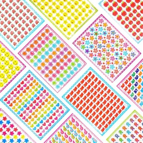 3 Sheets/set Childrens Reward Stickers Five-pointed Star Smile Face Kindergarten Primary School Acclaim 3D Bubble Stickers Toys