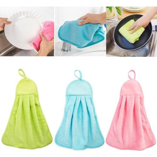 3Pcs Coral Velvet Soft Hand Towel Bathroom Supplies 37*25cm Hanging Wipe Absorbent Cloth Children Wipe Hand Towel Washcloth