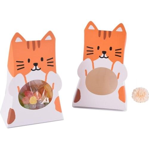 50pcs Color cute baby cat pet gift box candy folded paper packaging box birthday party candy box