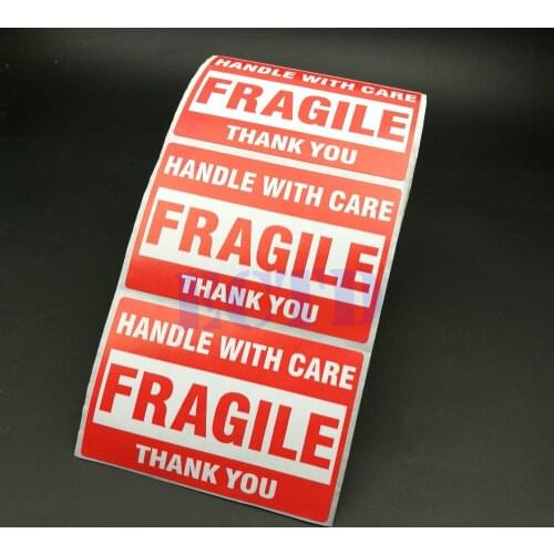 500pcs 2x3 Inches ( 51 X 76mm ) Packing Warning Stikcer FRAGILE Handle With Care With THANK YOU Shipping Label Sticker 1 Roll