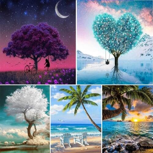 5D DIY Diamond Painting Landscape Sunset Sea Kit Full Drill Square Embroidery Mosaic diamond Art Picture of Rhinestones