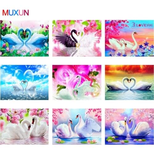 Muxun Diamond Painting Swan Cross Stitch 5D Home Decor Diamond Embroidery Animal Full Square Rhinestones Gift Needlework Rp165