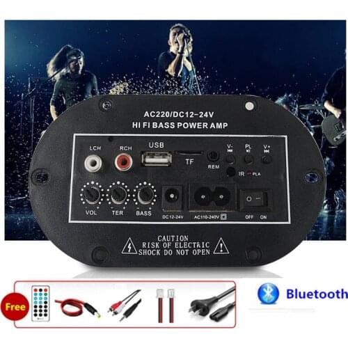 Car Audio Digital Mono Power Amplifier Board Built-in Bluetooth 12V24V220V Subwoofer With Card U Disk Remote Control Microphone