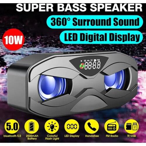 Wireless Bluetooth Audio Double Speaker with LED Display FM Radio Alarm Clock