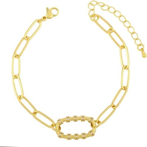 Bracelet Women Fashion Jewelry Cross-Border Hip-Hop OT Buckle Joker Creative Inlaid Zircon Geometric Cold